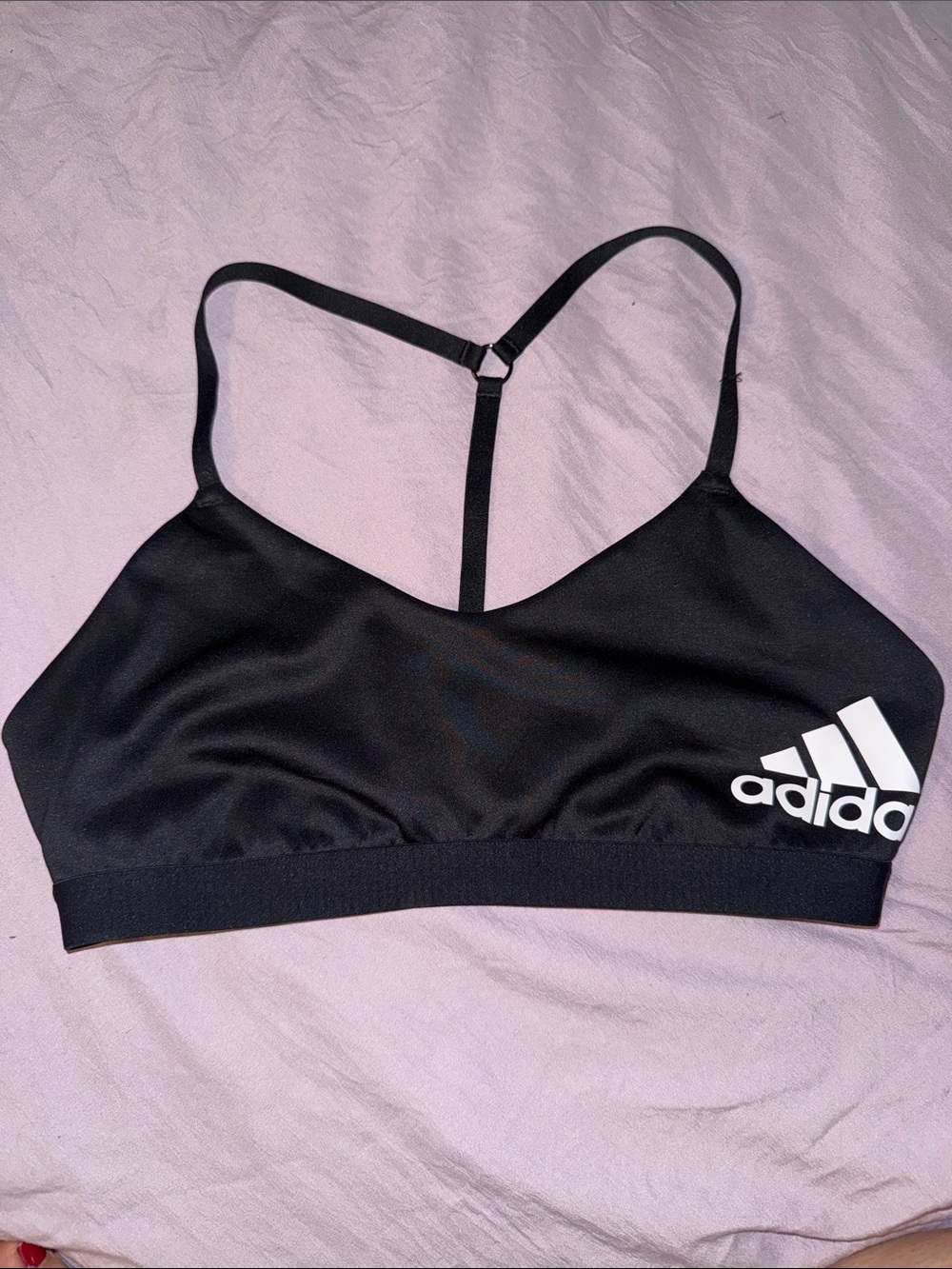 adidas Black Racerback Logo Sports Bralette